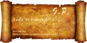 Iván Paszkál névjegykártya